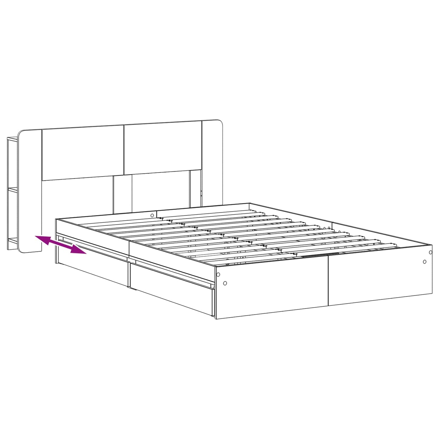 vidaXL Σκελετός κρεβατιού με αποθήκευση Γκρι Sonoma 150 x 200 cm