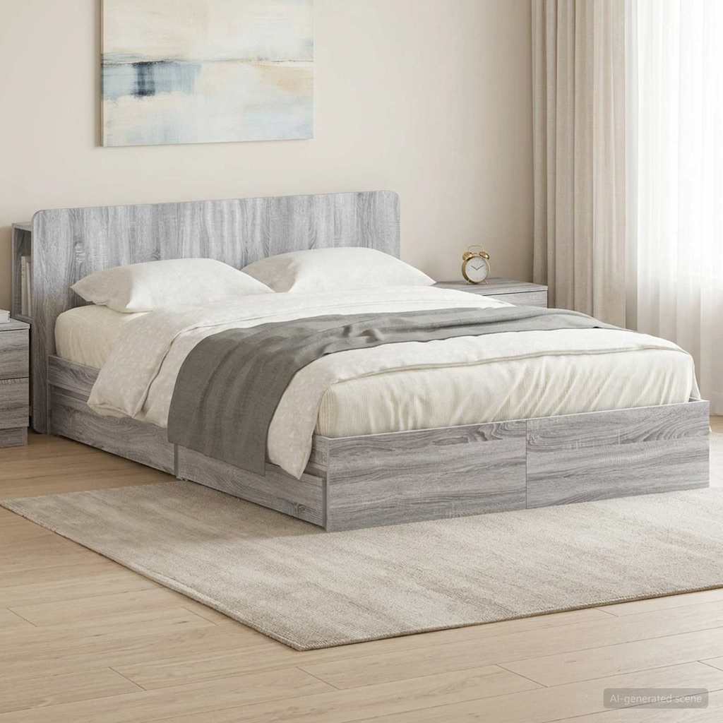 vidaXL Σκελετός κρεβατιού με αποθήκευση Γκρι Sonoma 160 x 200 cm