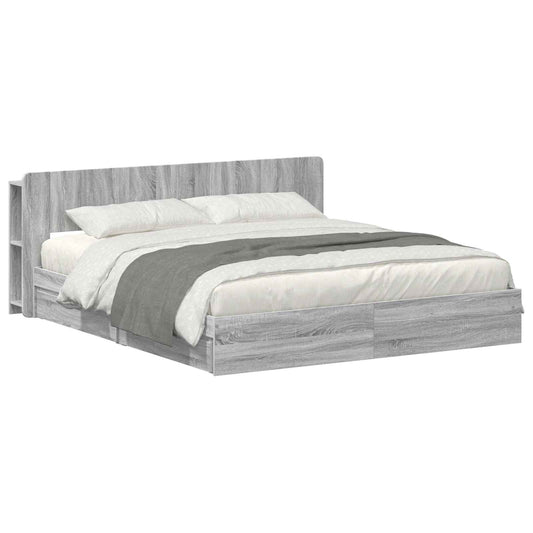 vidaXL Σκελετός κρεβατιού με αποθήκευση Γκρι Sonoma 180 x 200 cm