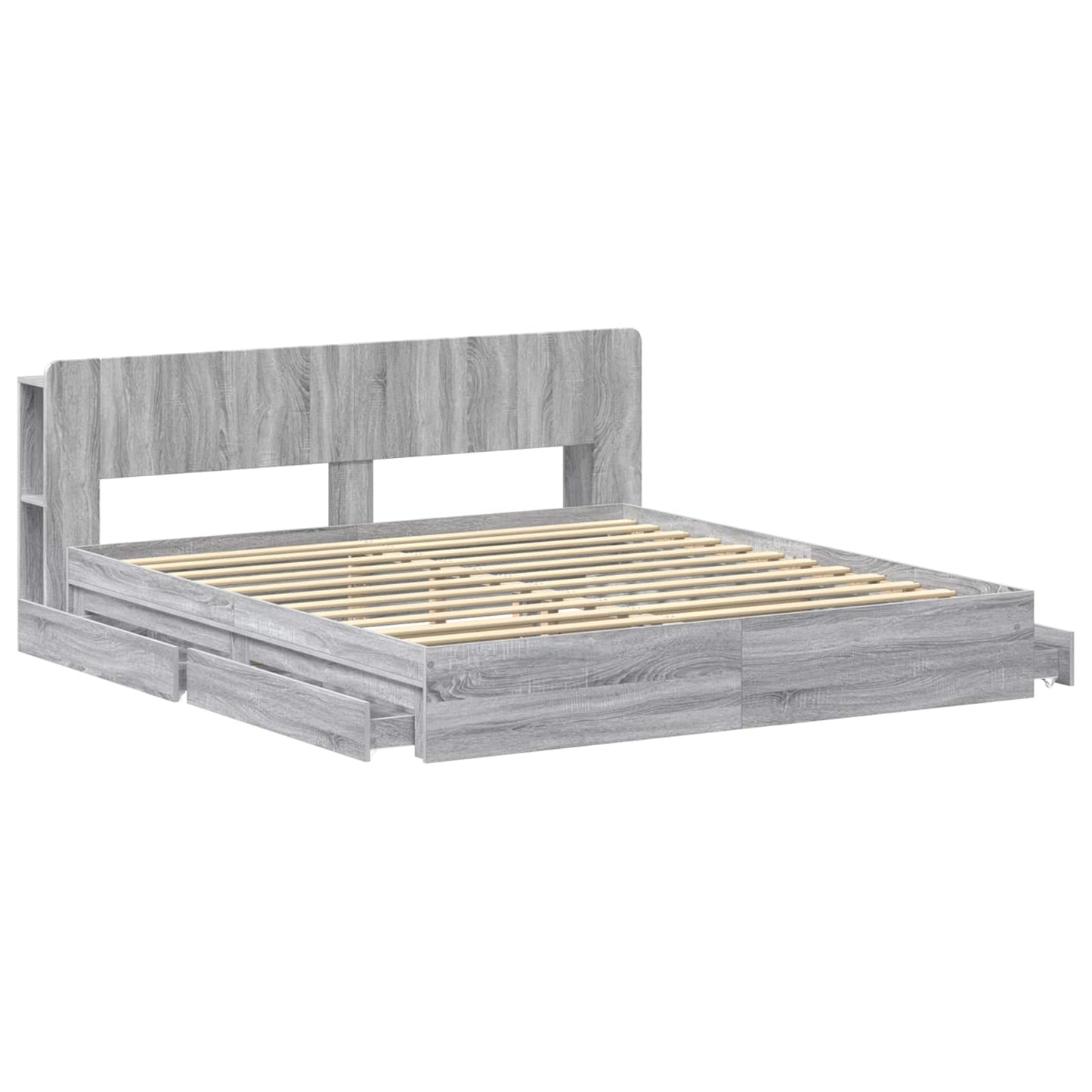 vidaXL Σκελετός κρεβατιού με αποθήκευση Γκρι Sonoma 180 x 200 cm