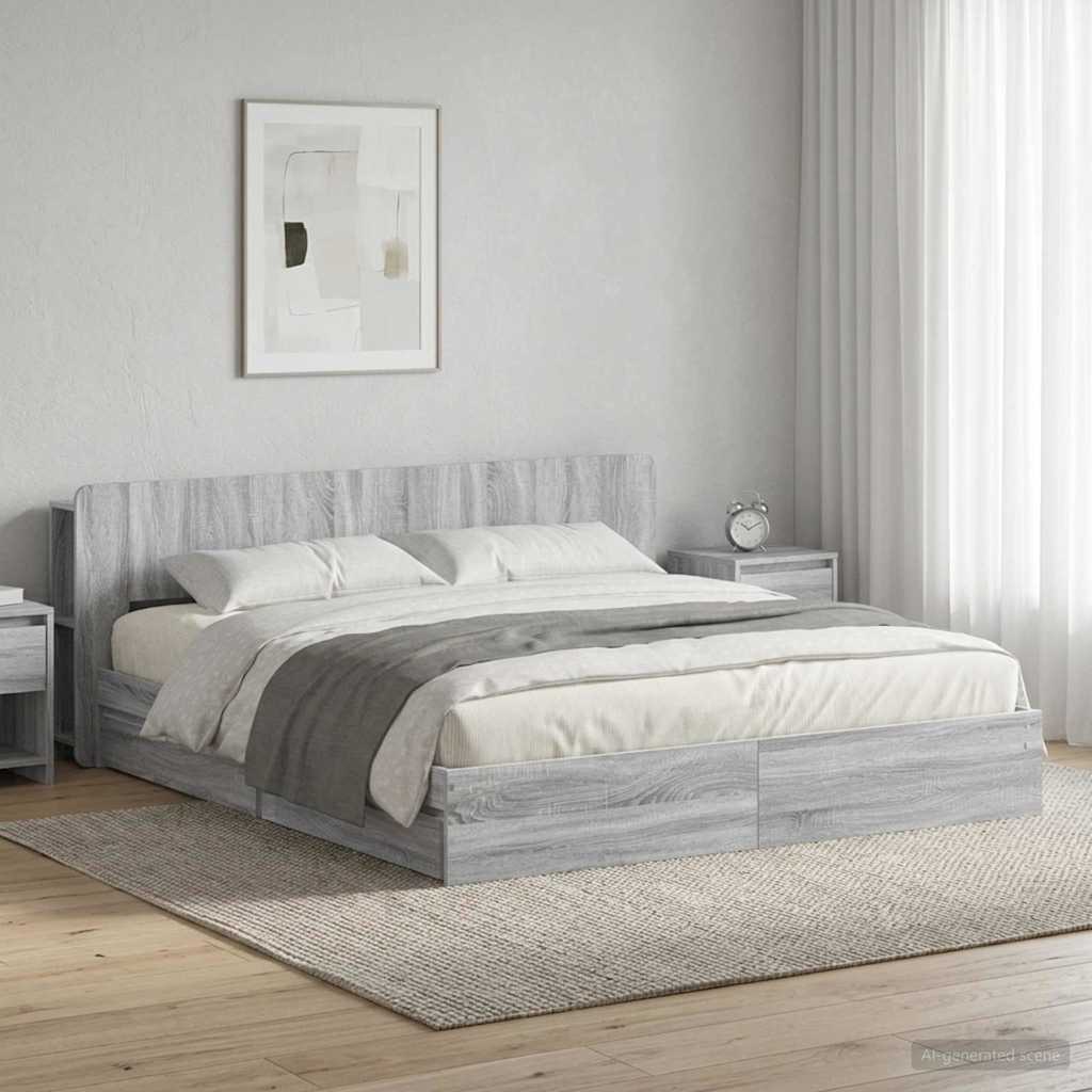 vidaXL Σκελετός κρεβατιού με αποθήκευση Γκρι Sonoma 200 x 200 cm