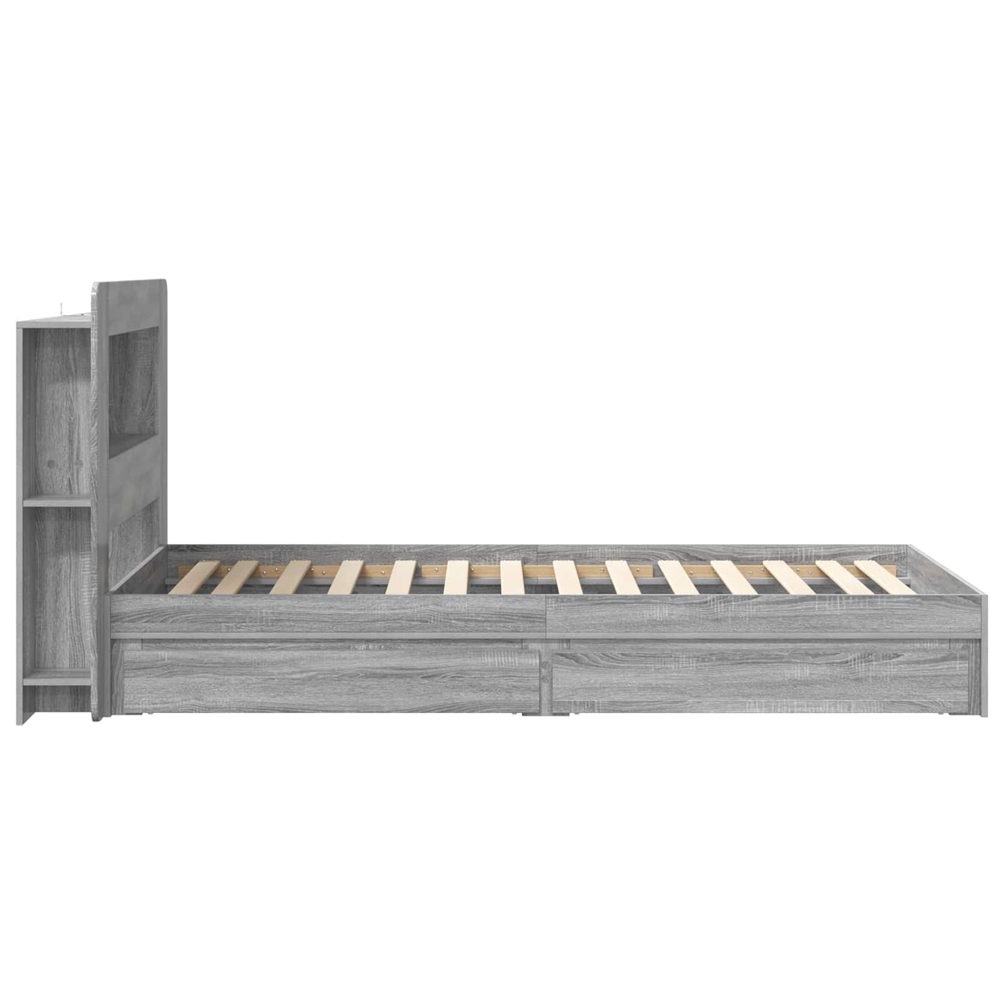 vidaXL Σκελετός κρεβατιού με αποθήκευση Γκρι Sonoma 75 x 190 cm