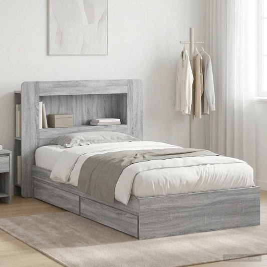 vidaXL Σκελετός κρεβατιού με αποθήκευση Γκρι Sonoma 90 x 190 cm