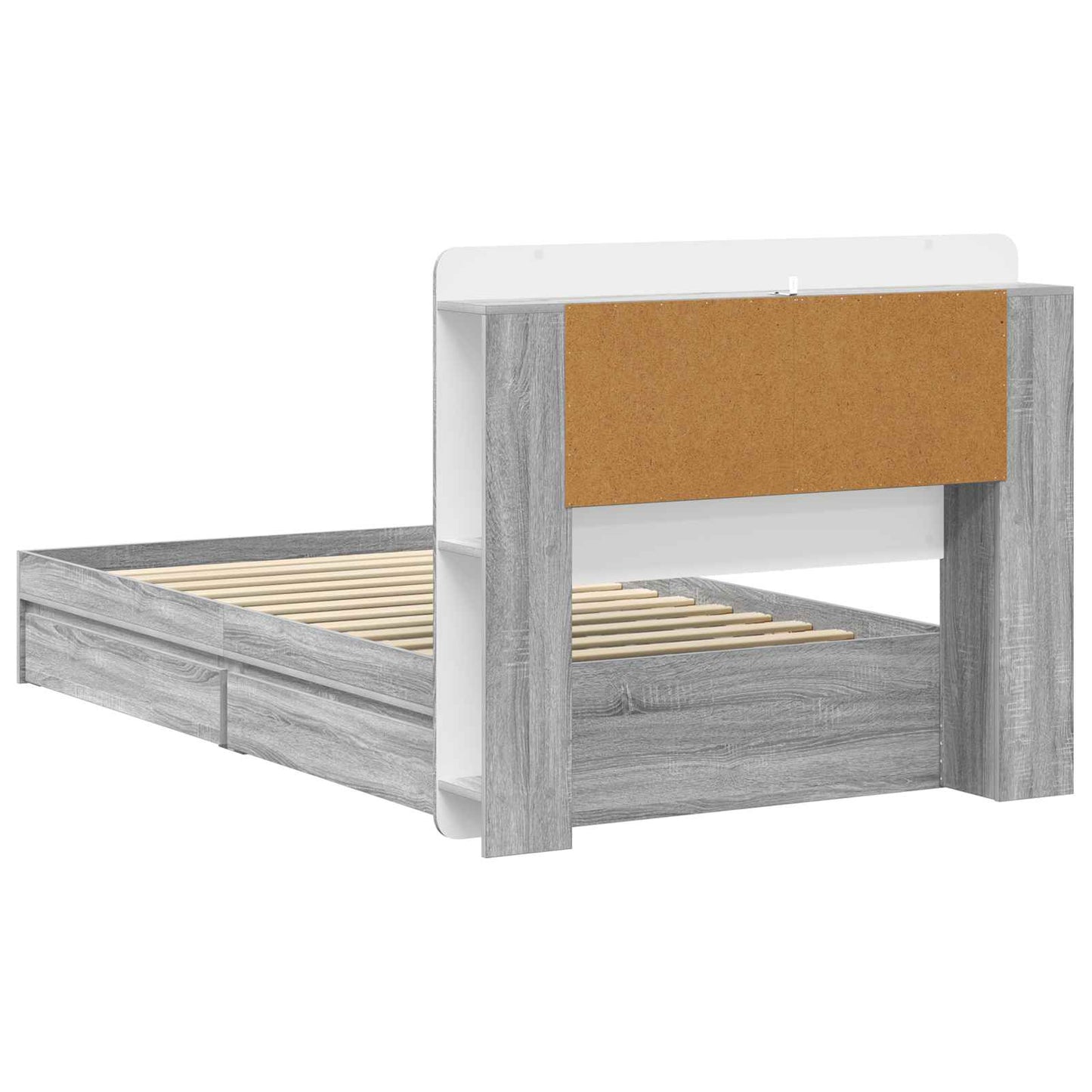 vidaXL Σκελετός κρεβατιού με αποθήκευση Γκρι Sonoma 90 x 200 cm