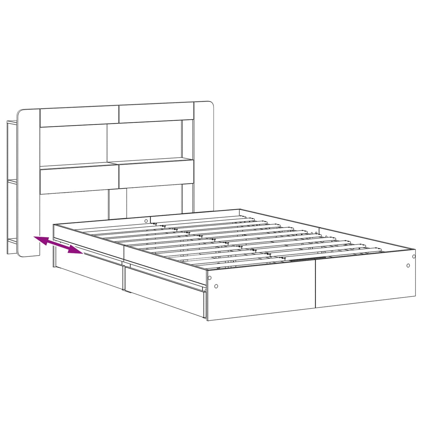 vidaXL Σκελετός κρεβατιού με αποθήκευση Γκρι Sonoma 140 x 200 cm