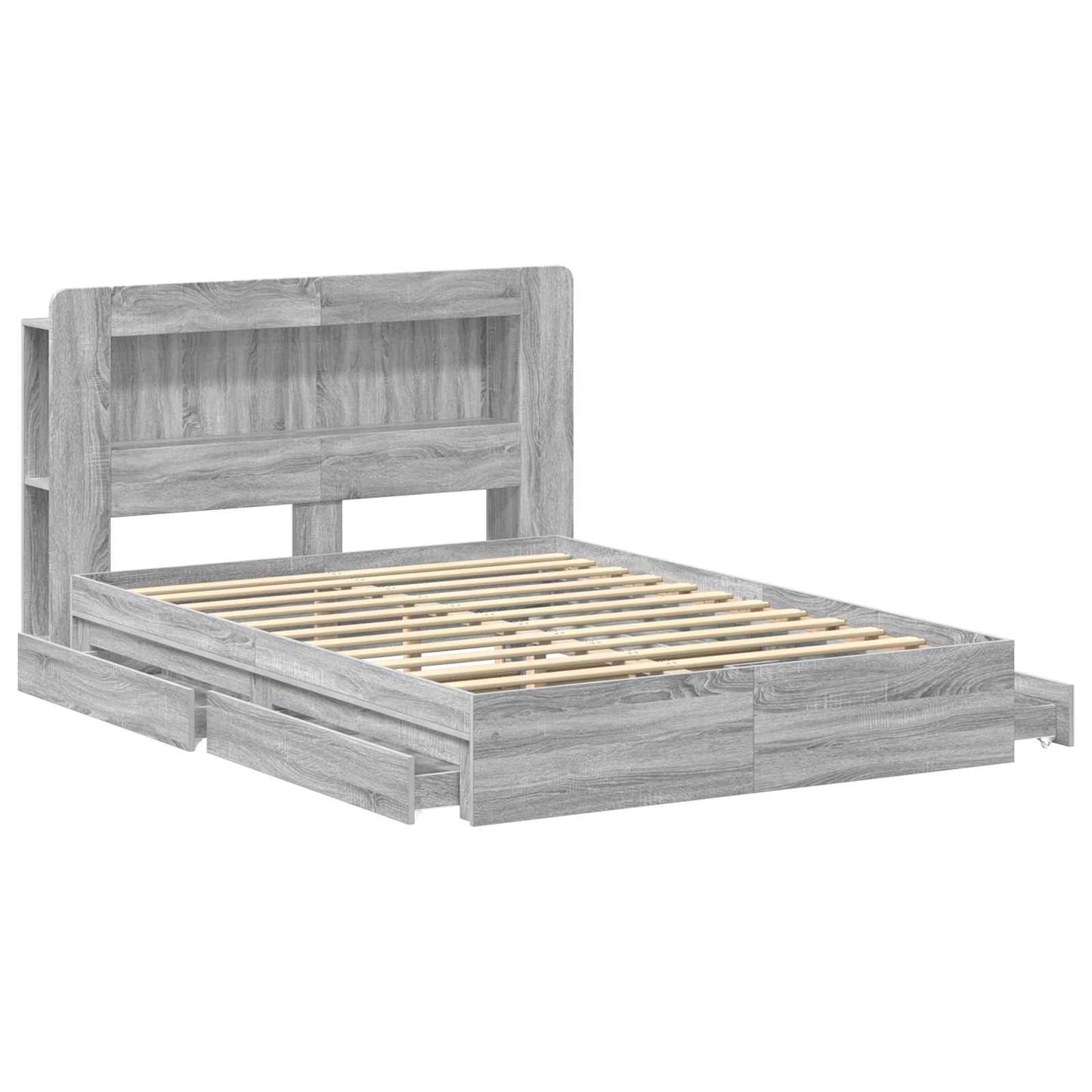 vidaXL Σκελετός κρεβατιού με αποθήκευση Γκρι Sonoma 160 x 200 cm