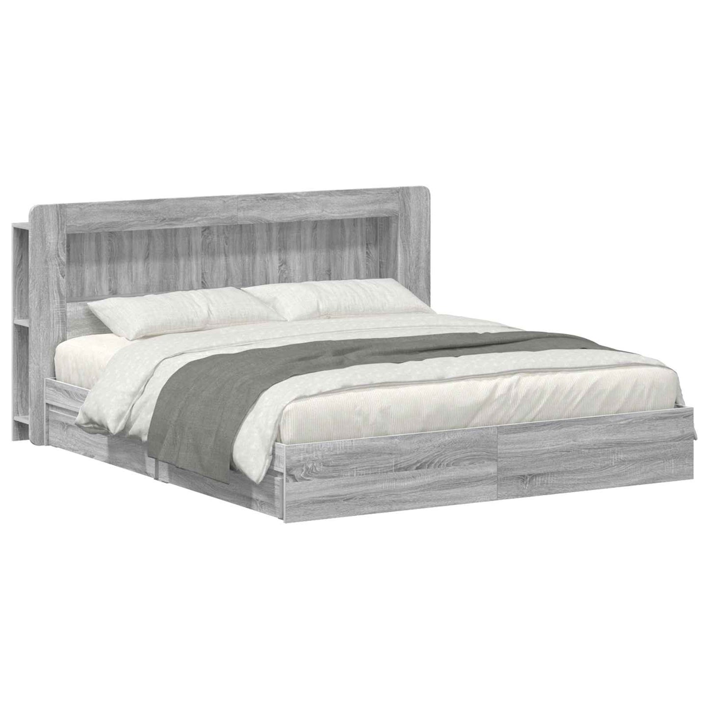 vidaXL Σκελετός κρεβατιού με αποθήκευση Γκρι Sonoma 180 x 200 cm