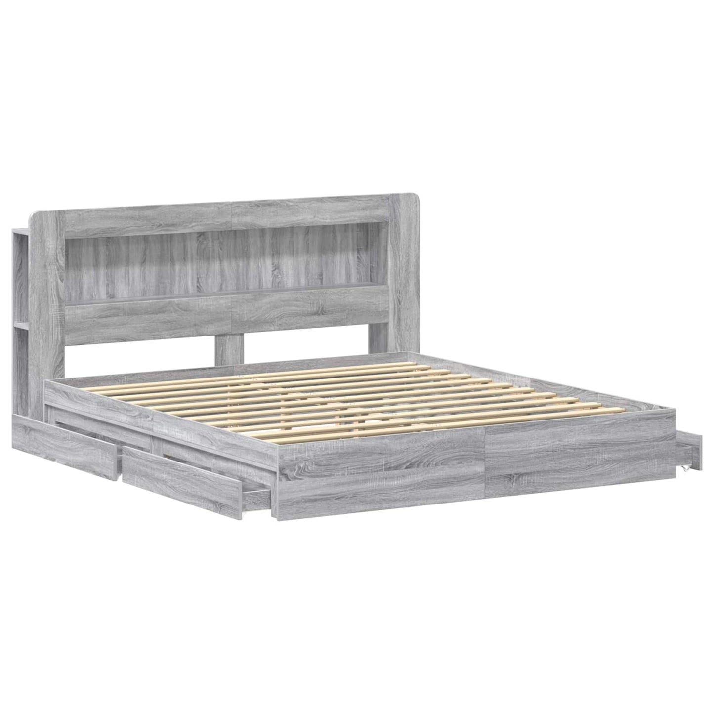 vidaXL Σκελετός κρεβατιού με αποθήκευση Γκρι Sonoma 180 x 200 cm