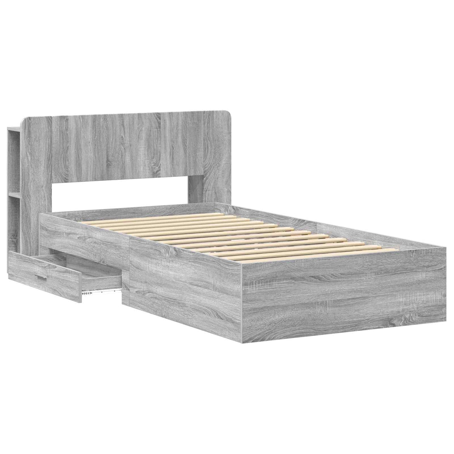 vidaXL Σκελετός κρεβατιού με αποθήκευση Γκρι Sonoma 75 x 190 cm