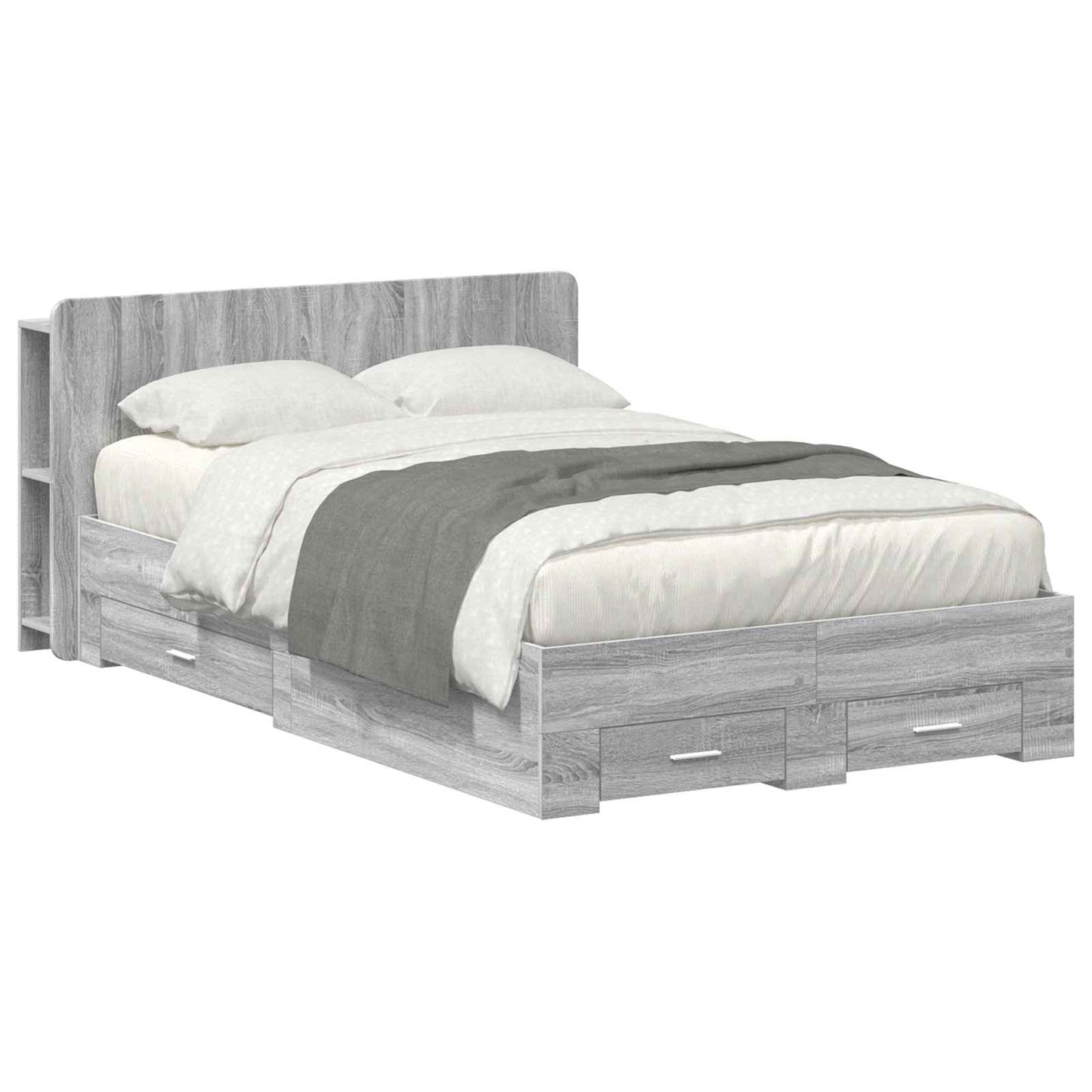 vidaXL Σκελετός κρεβατιού με αποθήκευση Γκρι Sonoma 120 x 190 cm