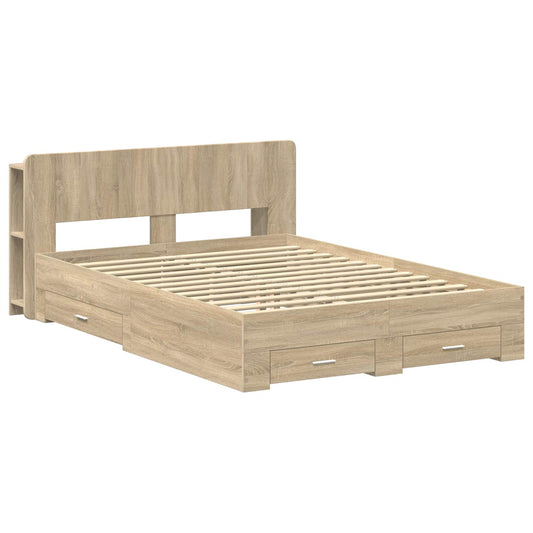 vidaXL Σκελετός κρεβατιού με αποθήκευση Sonoma Δρυς 150 x 200 cm