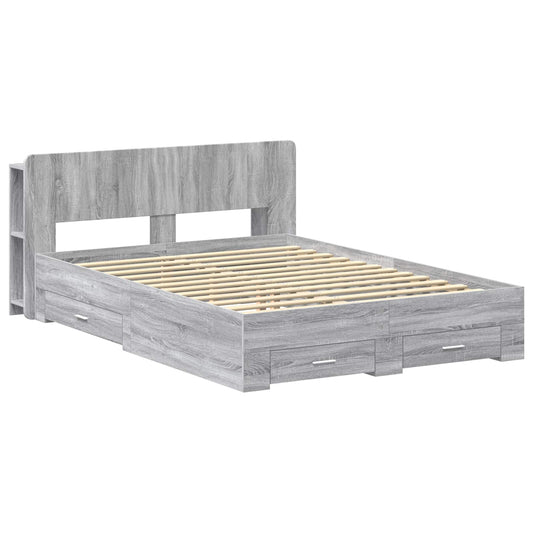 vidaXL Σκελετός κρεβατιού με αποθήκευση Γκρι Sonoma 160 x 200 cm