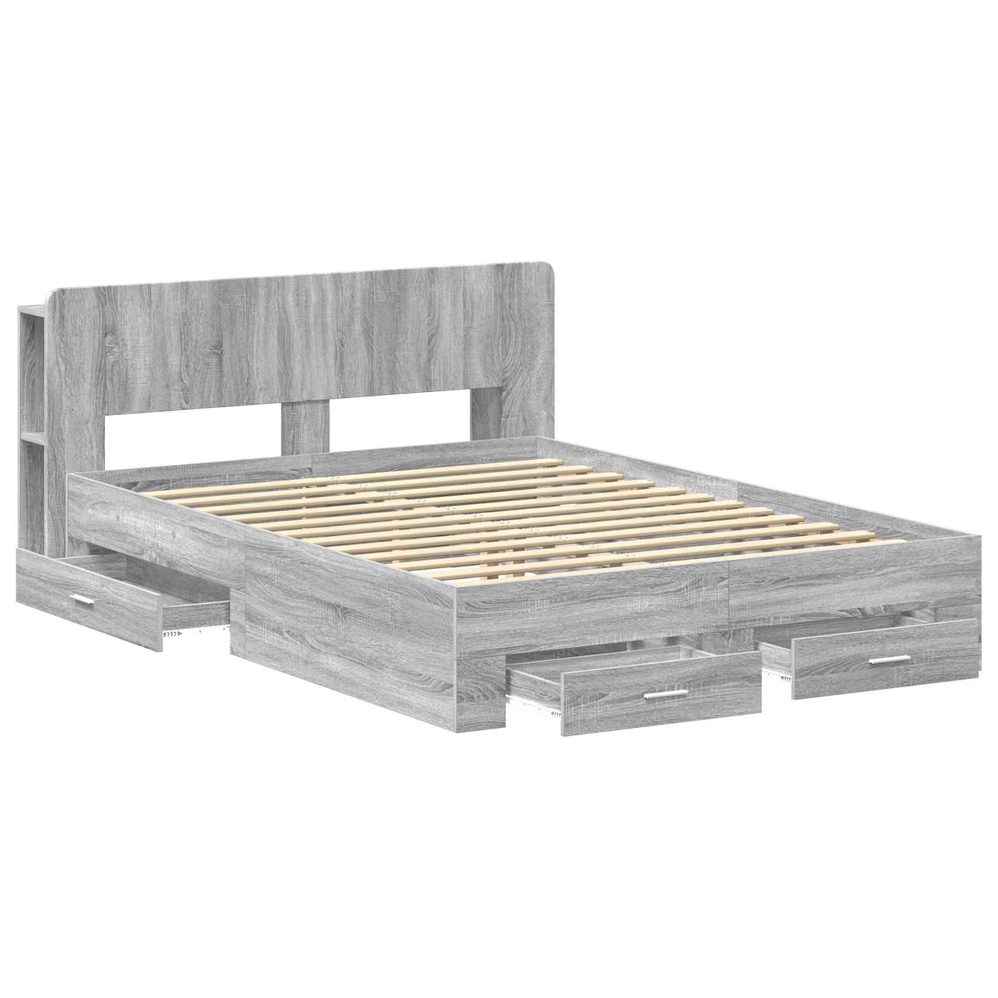 vidaXL Σκελετός κρεβατιού με αποθήκευση Γκρι Sonoma 160 x 200 cm