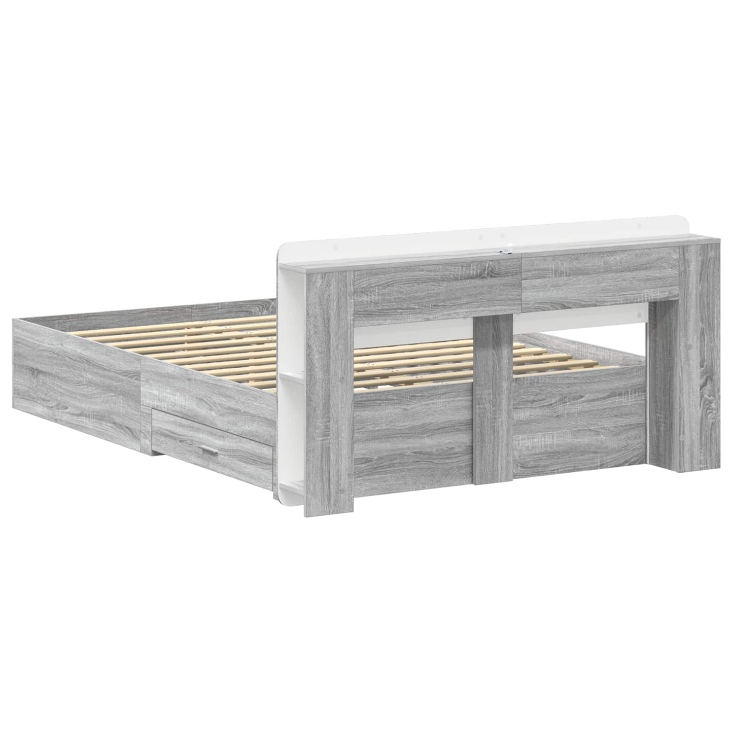vidaXL Σκελετός κρεβατιού με αποθήκευση Γκρι Sonoma 160 x 200 cm