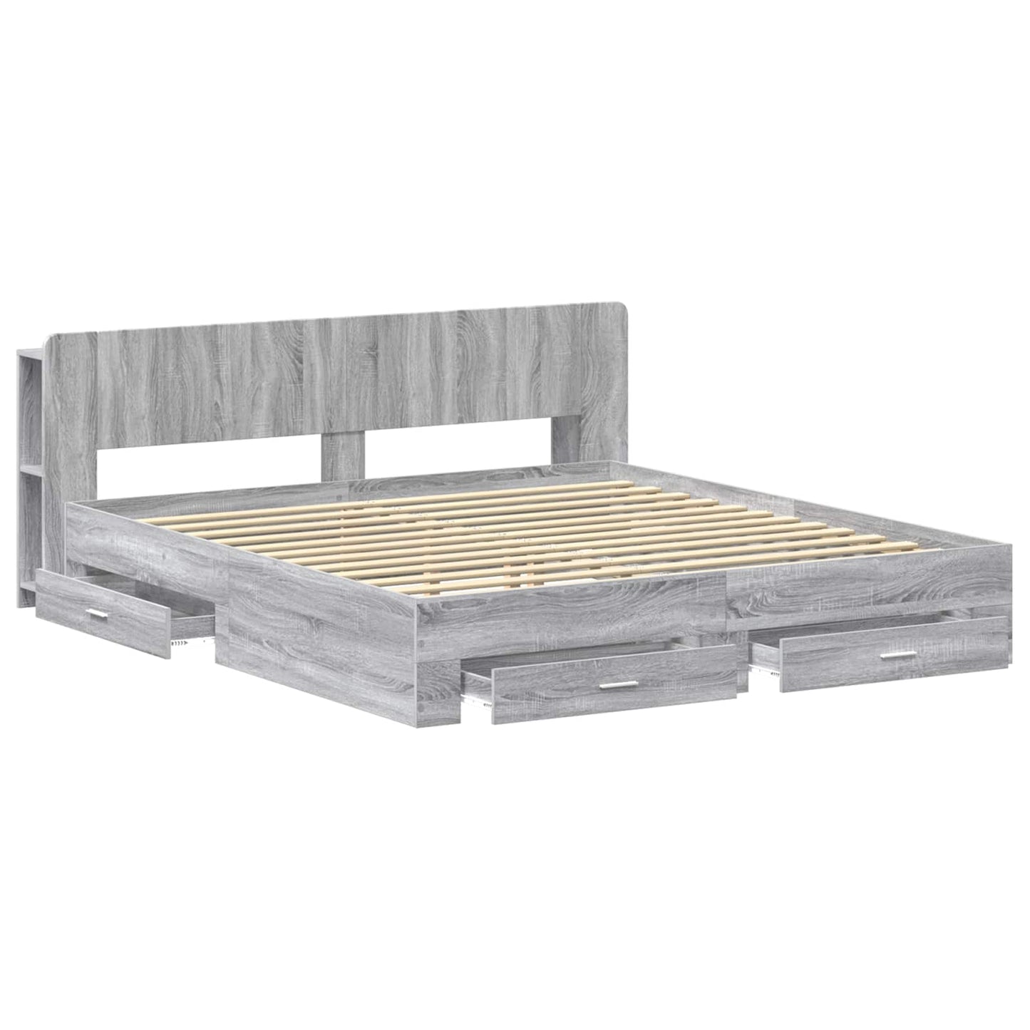 vidaXL Σκελετός κρεβατιού με αποθήκευση Γκρι Sonoma 200 x 200 cm
