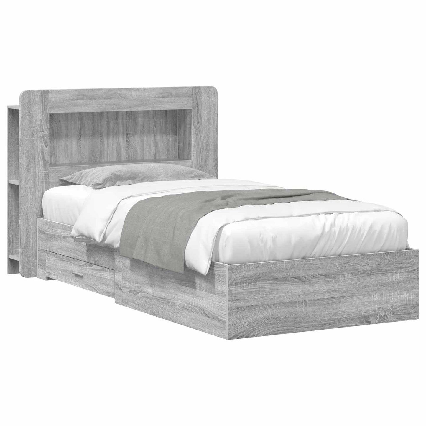 vidaXL Σκελετός κρεβατιού με αποθήκευση Γκρι Sonoma 80 x 200 cm