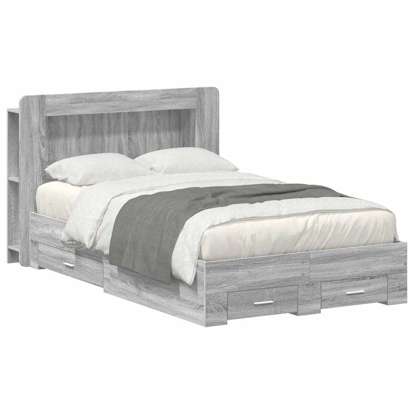 vidaXL Σκελετός κρεβατιού με αποθήκευση Γκρι Sonoma 120 x 190 cm