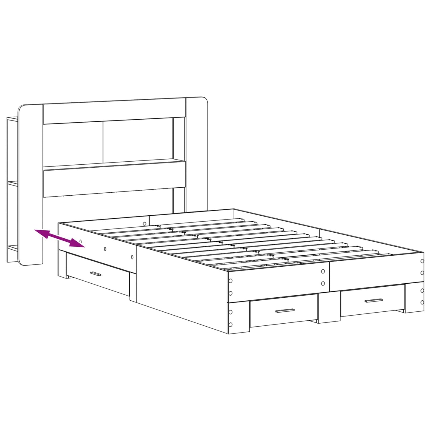 vidaXL Σκελετός κρεβατιού με αποθήκευση Γκρι Sonoma 120 x 190 cm