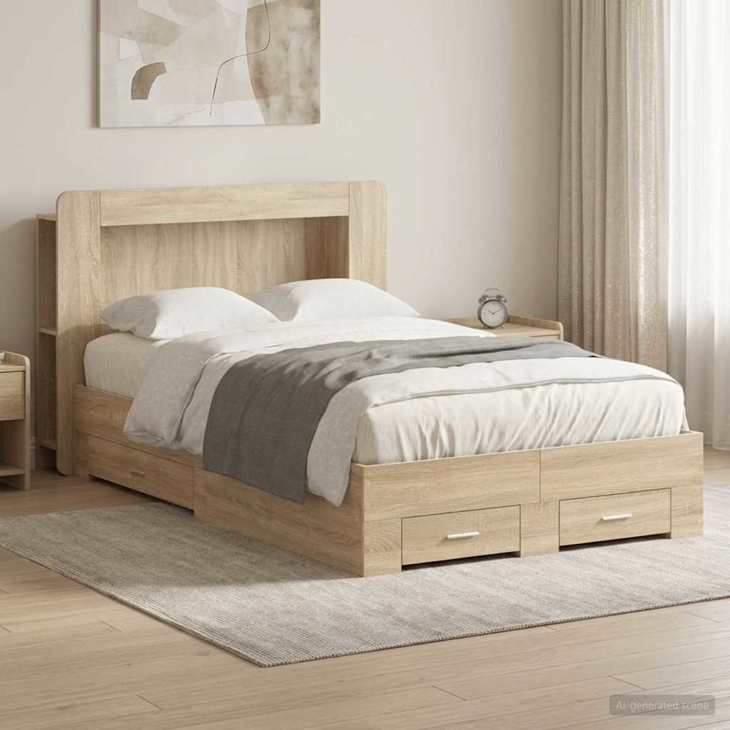 vidaXL Σκελετός κρεβατιού με αποθήκευση Sonoma Δρυς 120 x 200 cm
