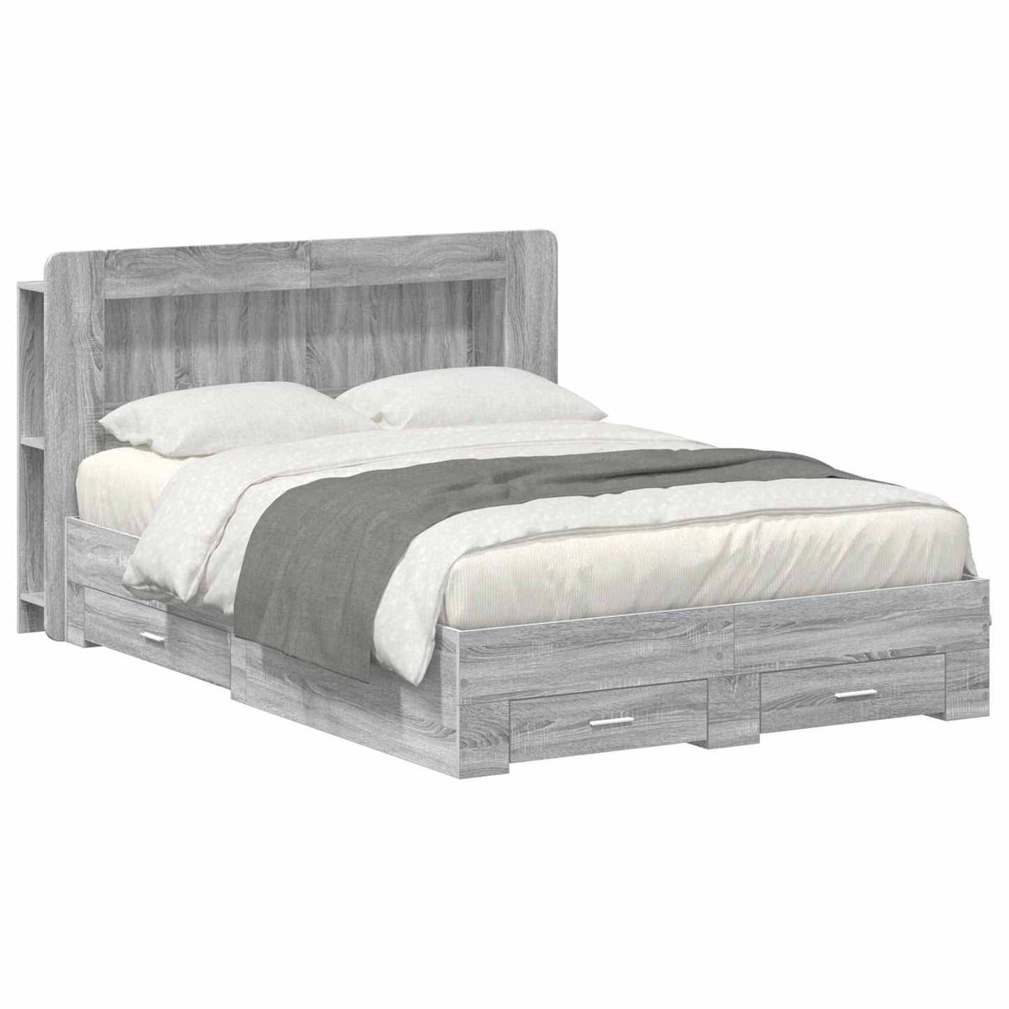 vidaXL Σκελετός κρεβατιού με αποθήκευση Γκρι Sonoma 140 x 200 cm
