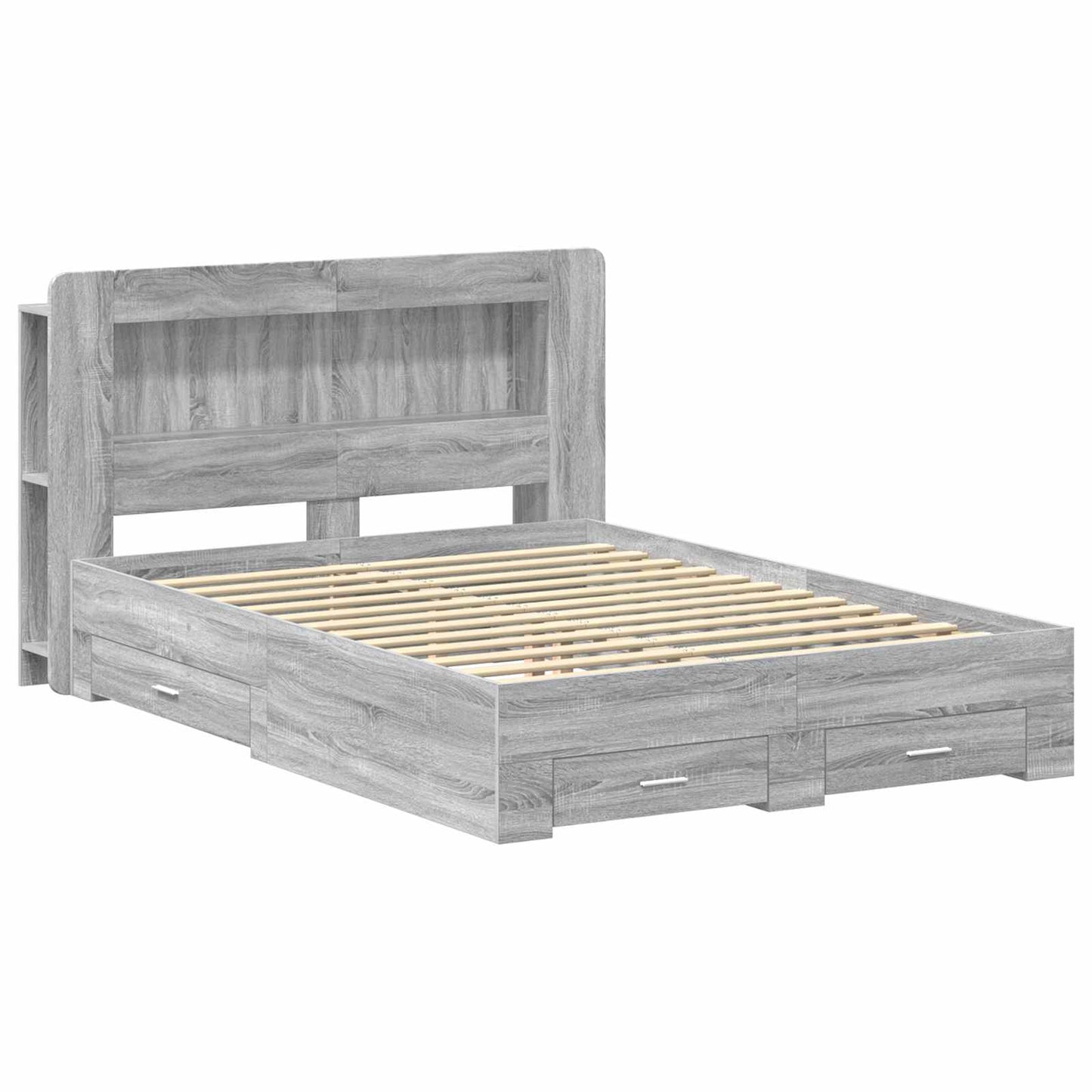 vidaXL Σκελετός κρεβατιού με αποθήκευση Γκρι Sonoma 140 x 200 cm