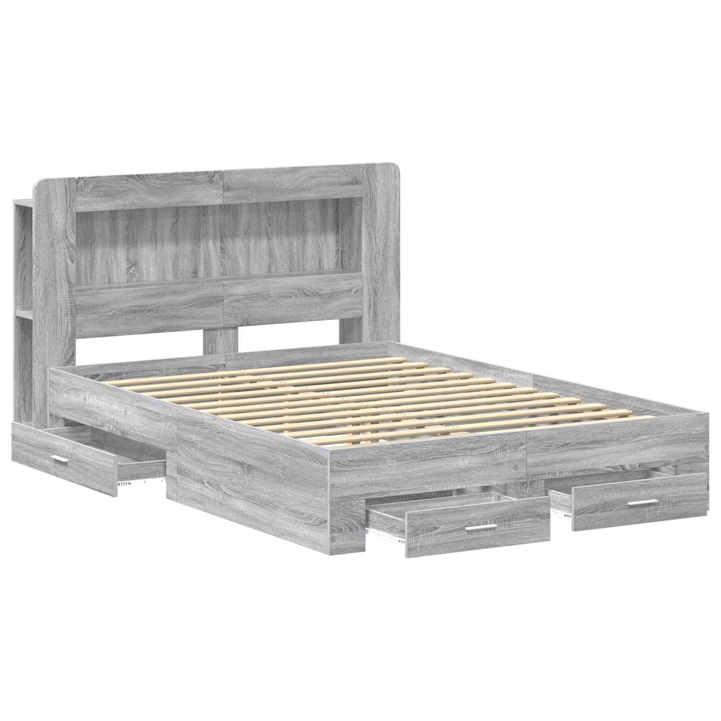 vidaXL Σκελετός κρεβατιού με αποθήκευση Γκρι Sonoma 140 x 200 cm