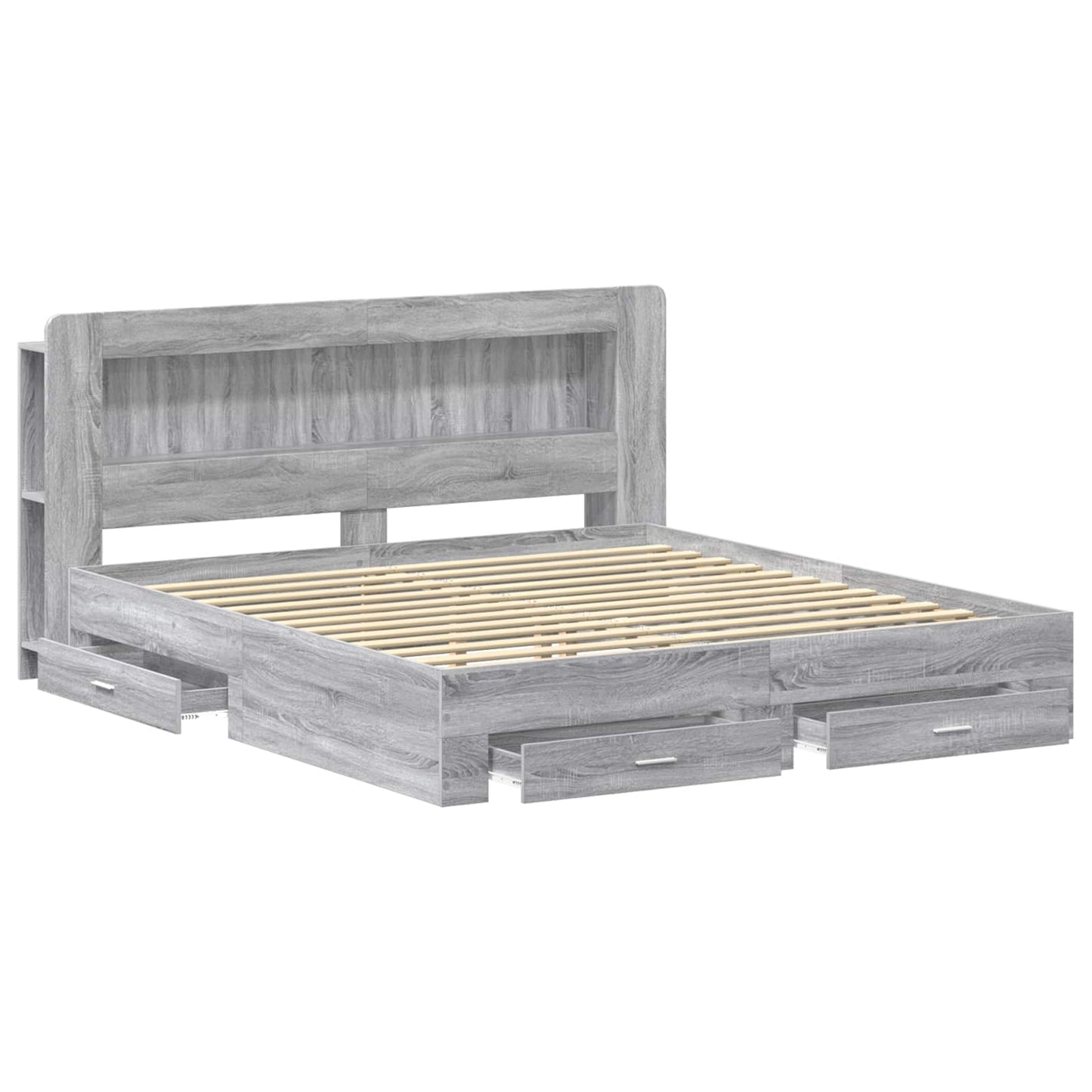 vidaXL Σκελετός κρεβατιού με αποθήκευση Γκρι Sonoma 200 x 200 cm