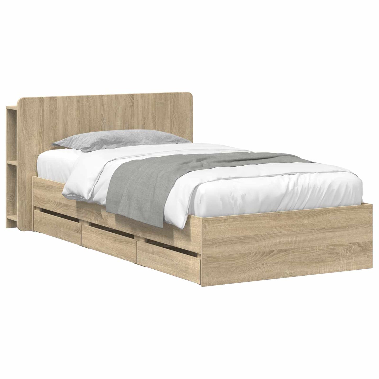 vidaXL Σκελετός κρεβατιού με αποθήκευση Sonoma Δρυς 75 x 190 cm