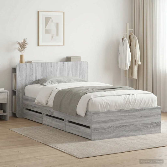 vidaXL Σκελετός κρεβατιού με αποθήκευση Γκρι Sonoma 80 x 200 cm
