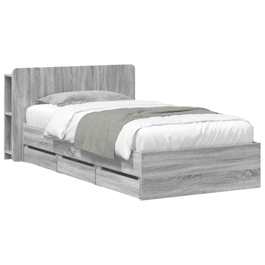 vidaXL Σκελετός κρεβατιού με αποθήκευση Γκρι Sonoma 80 x 200 cm