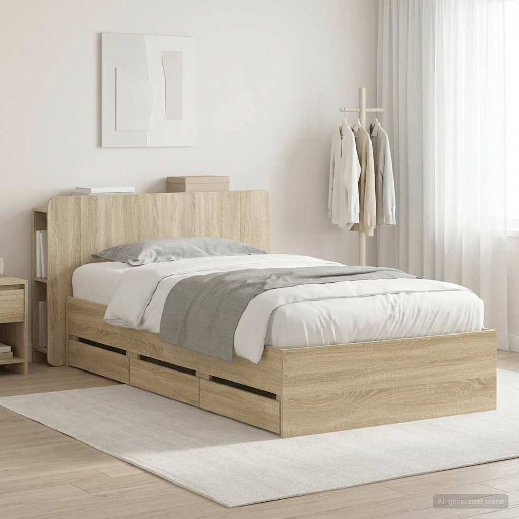 vidaXL Σκελετός κρεβατιού με αποθήκευση Sonoma Δρυς 80 x 200 cm