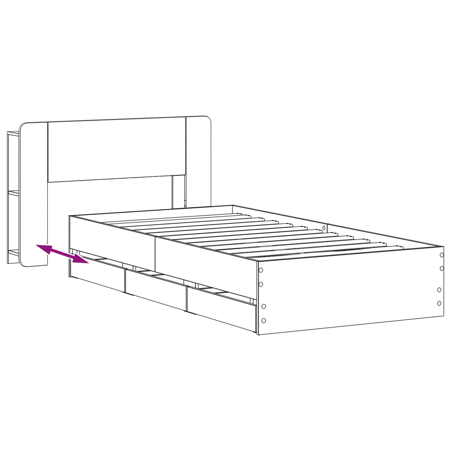 vidaXL Σκελετός κρεβατιού με αποθήκευση Sonoma Δρυς 80 x 200 cm