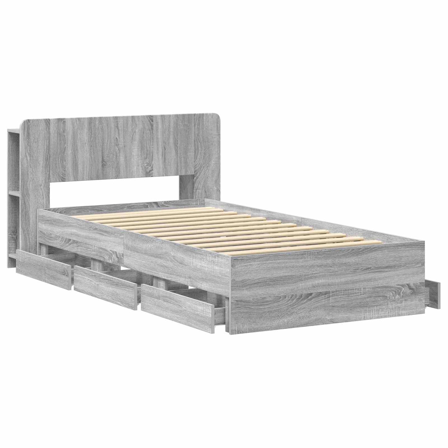 vidaXL Σκελετός κρεβατιού με αποθήκευση Γκρι Sonoma 90 x 200 cm