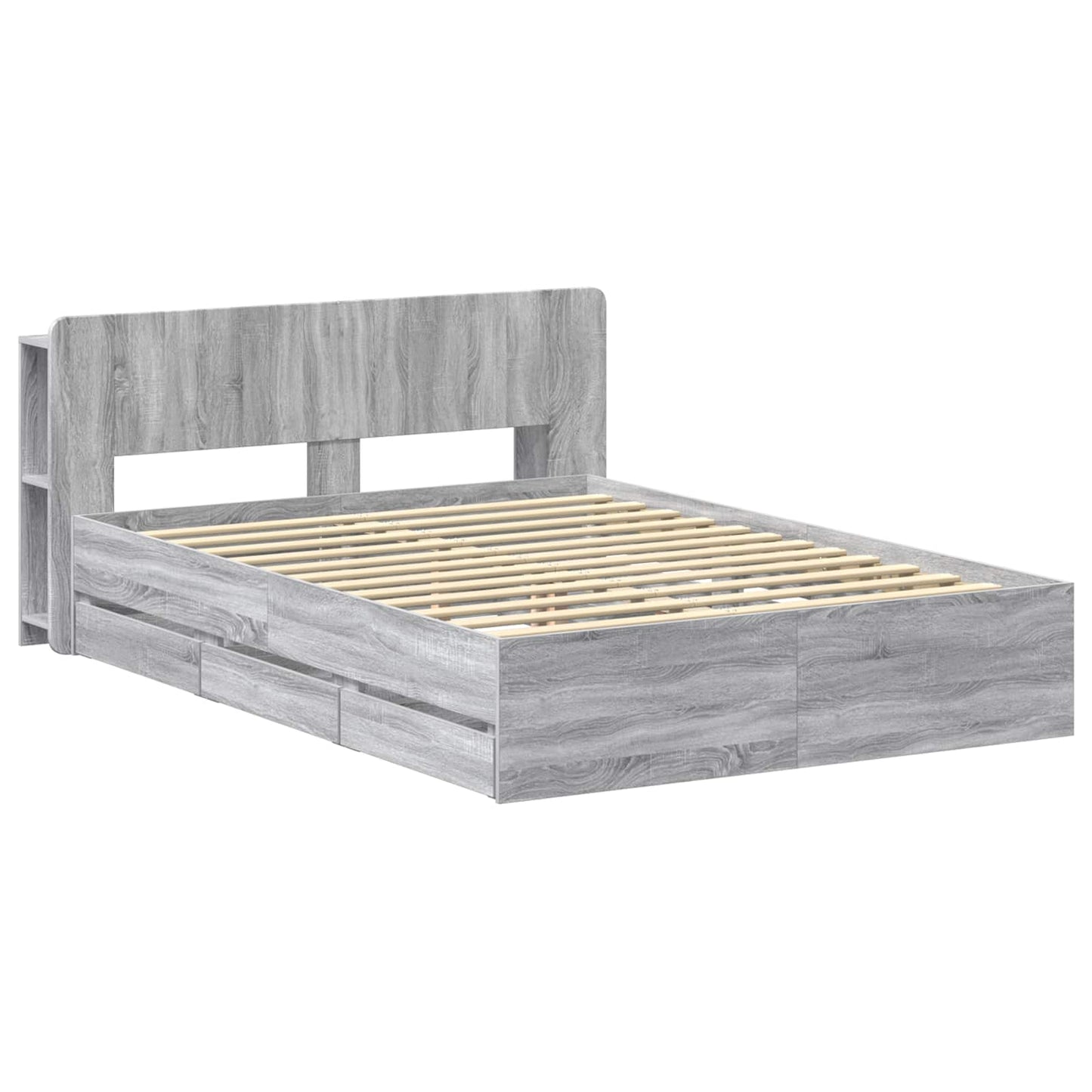 vidaXL Σκελετός κρεβατιού με αποθήκευση Γκρι Sonoma 140 x 200 cm