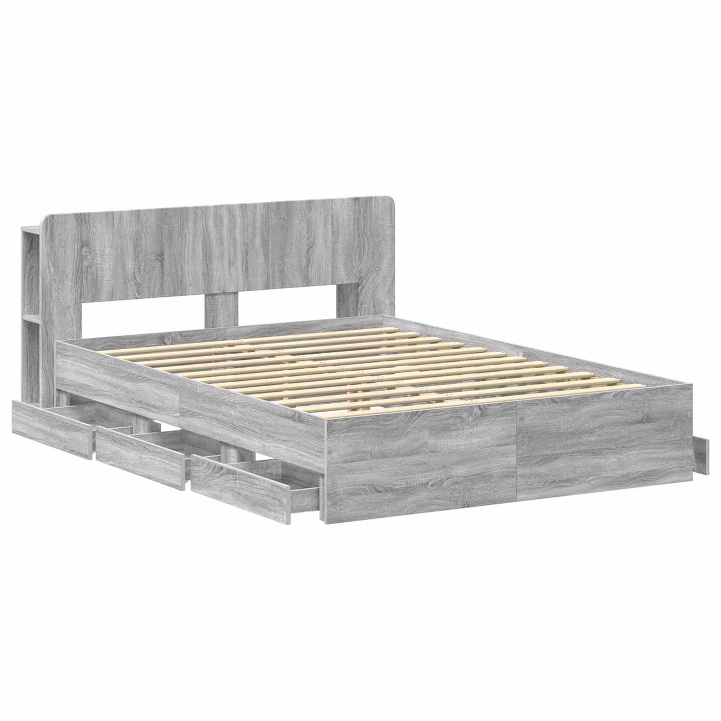 vidaXL Σκελετός κρεβατιού με αποθήκευση Γκρι Sonoma 140 x 200 cm