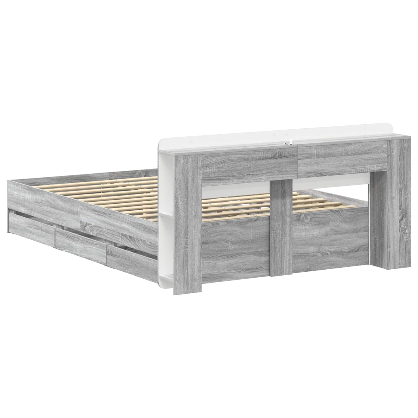 vidaXL Σκελετός κρεβατιού με αποθήκευση Γκρι Sonoma 140 x 200 cm