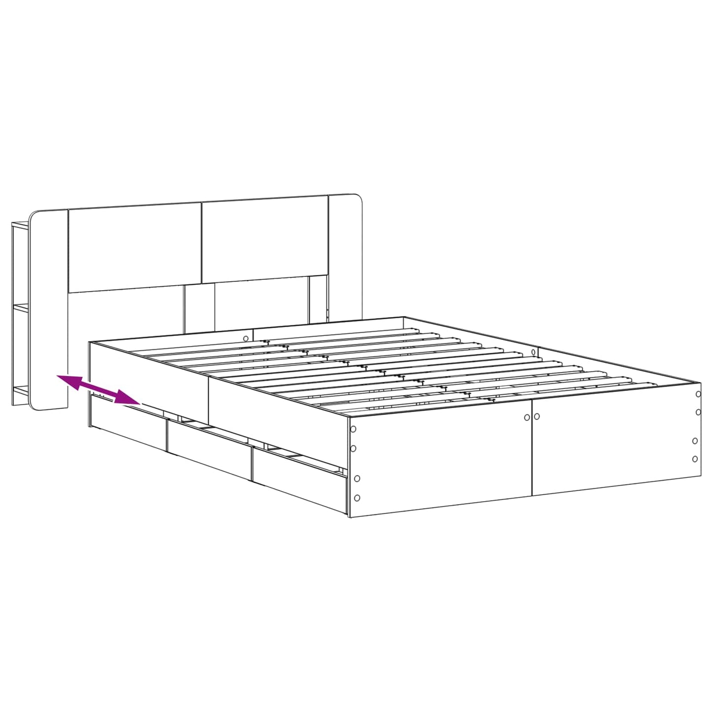 vidaXL Σκελετός κρεβατιού με αποθήκευση Γκρι Sonoma 140 x 200 cm