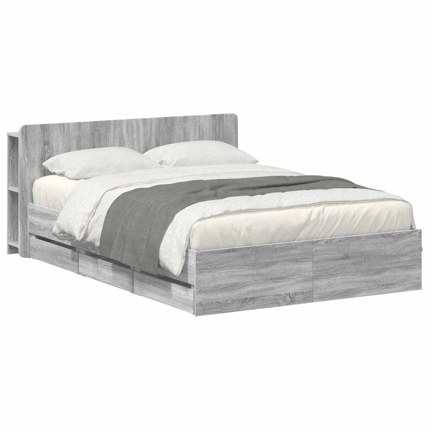 vidaXL Σκελετός κρεβατιού με αποθήκευση Γκρι Sonoma 150 x 200 cm