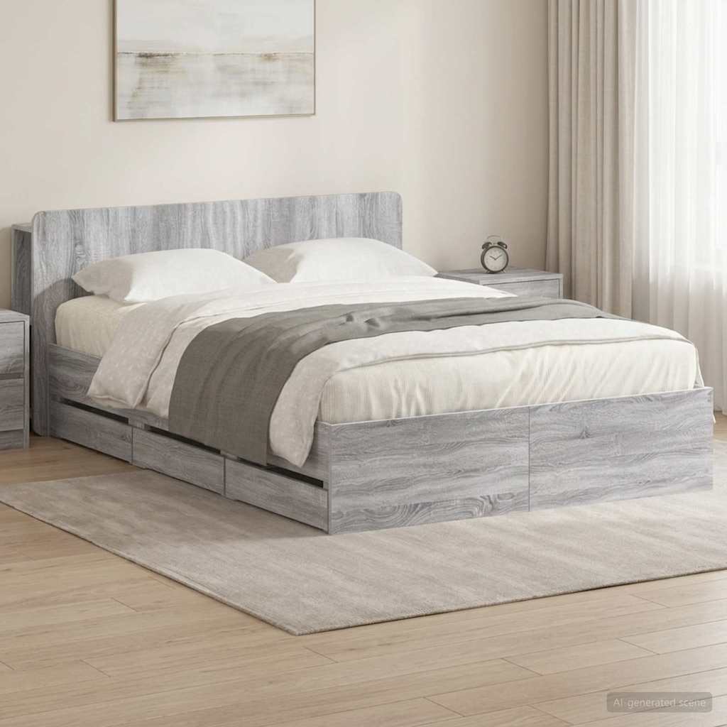 vidaXL Σκελετός κρεβατιού με αποθήκευση Γκρι Sonoma 160 x 200 cm