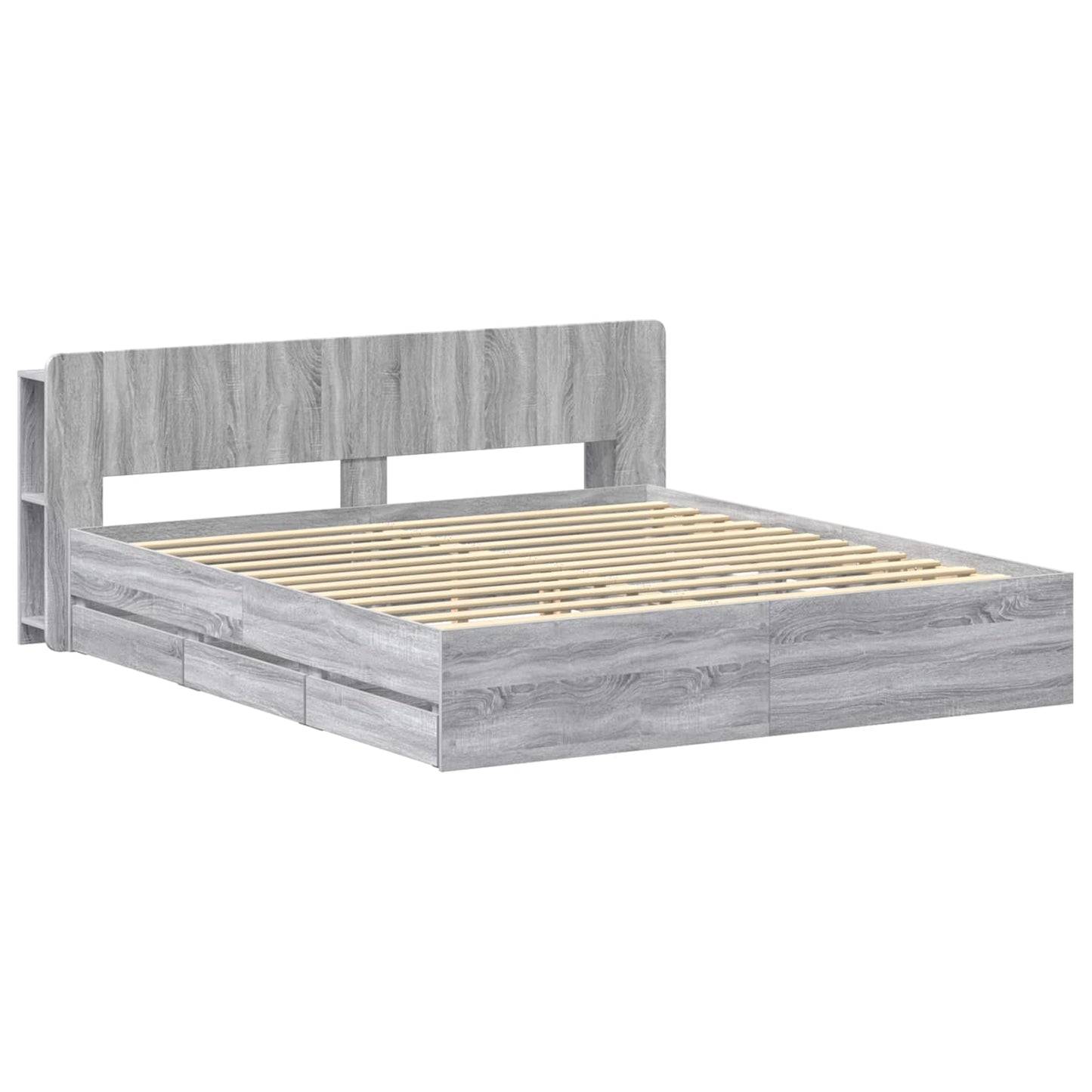 vidaXL Σκελετός κρεβατιού με αποθήκευση Γκρι Sonoma 200 x 200 cm