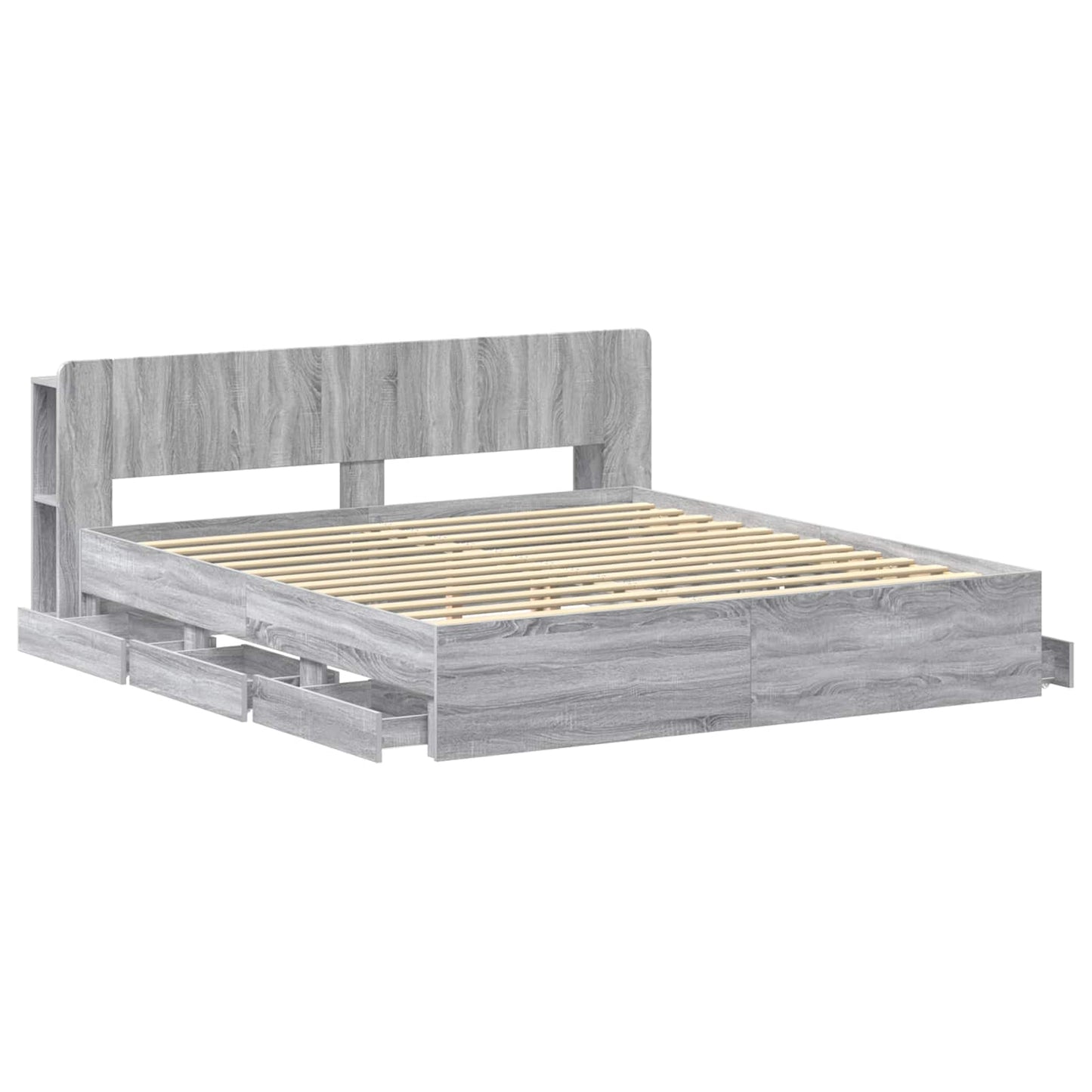 vidaXL Σκελετός κρεβατιού με αποθήκευση Γκρι Sonoma 200 x 200 cm