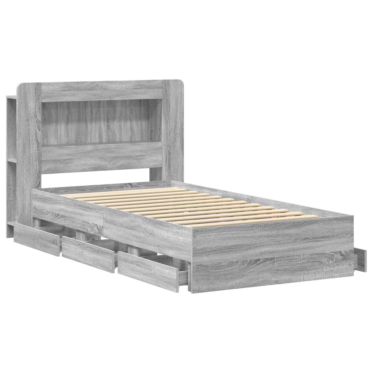 vidaXL Σκελετός κρεβατιού με αποθήκευση Γκρι Sonoma 75 x 190 cm