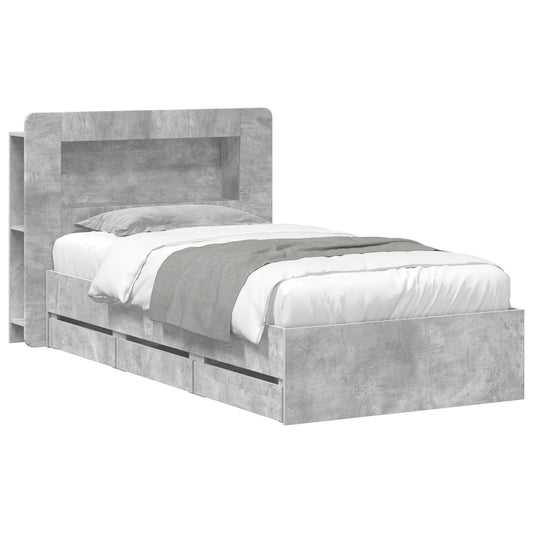 vidaXL Σκελετός κρεβατιού με αποθήκευση Γκρι Σκυροδέματος 80 x 200 cm