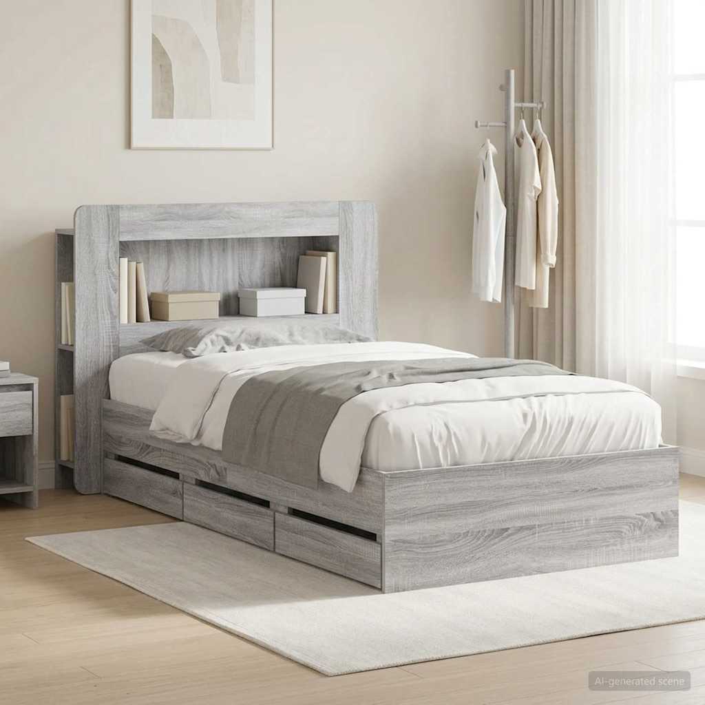 vidaXL Σκελετός κρεβατιού με αποθήκευση Γκρι Sonoma 80 x 200 cm