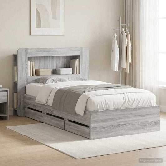 vidaXL Σκελετός κρεβατιού με αποθήκευση Γκρι Sonoma 80 x 200 cm