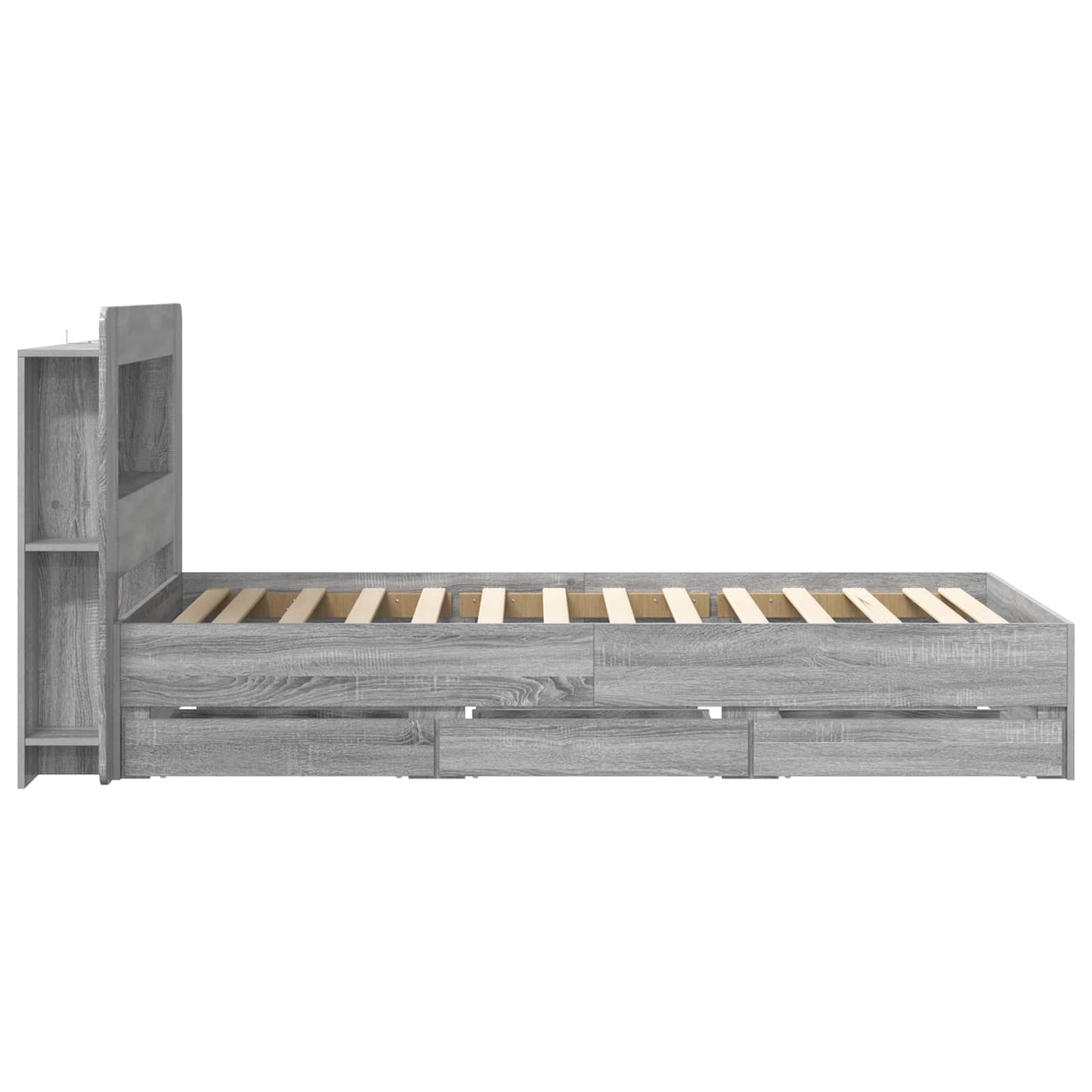 vidaXL Σκελετός κρεβατιού με αποθήκευση Γκρι Sonoma 90 x 200 cm