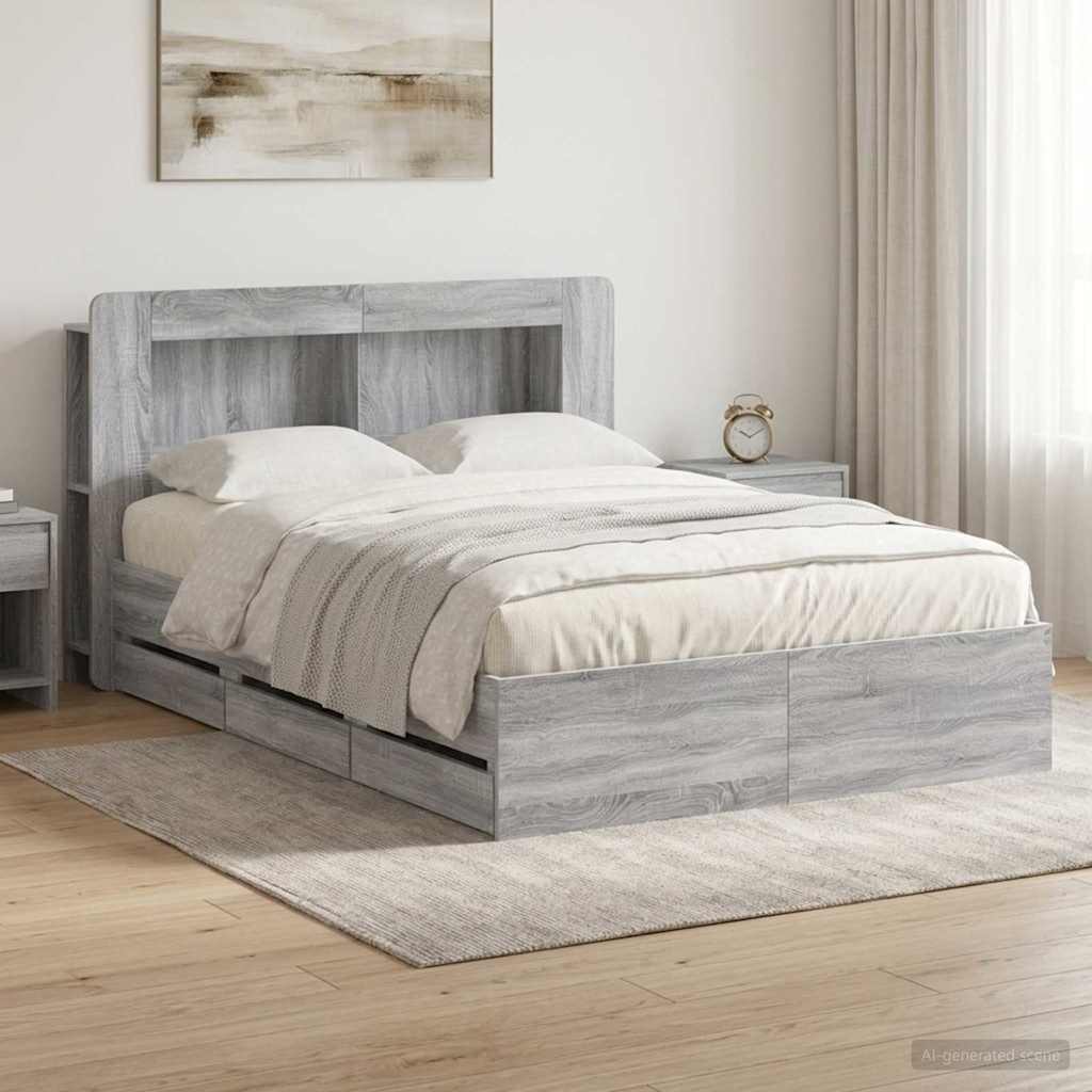 vidaXL Σκελετός κρεβατιού με αποθήκευση Γκρι Sonoma 150 x 200 cm