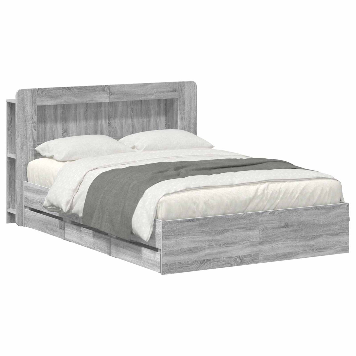 vidaXL Σκελετός κρεβατιού με αποθήκευση Γκρι Sonoma 150 x 200 cm