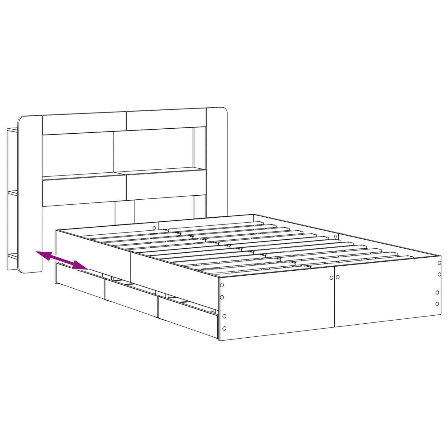 vidaXL Σκελετός κρεβατιού με αποθήκευση Γκρι Sonoma 160 x 200 cm