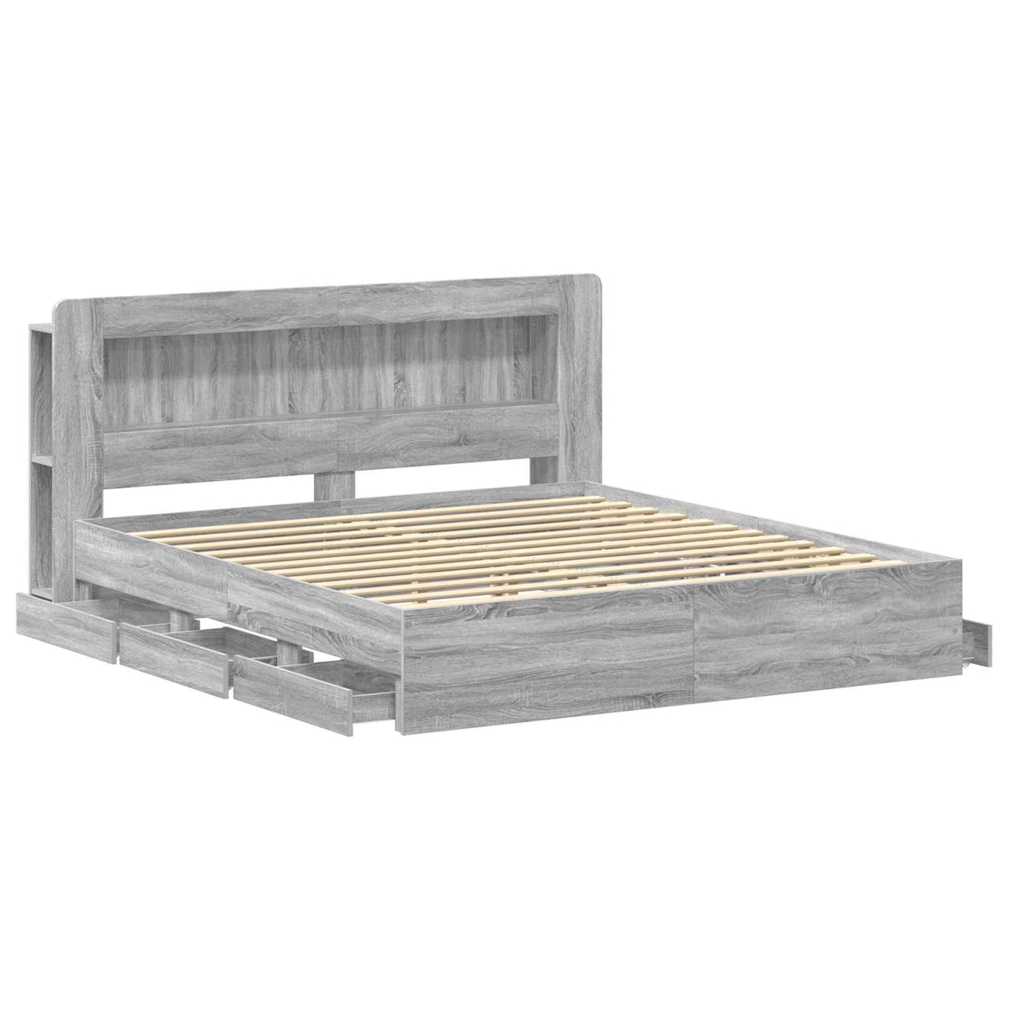 vidaXL Σκελετός κρεβατιού με αποθήκευση Γκρι Sonoma 180 x 200 cm